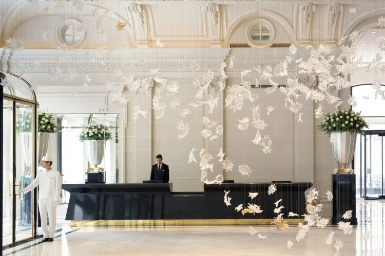 lobby reception with dancing leaves