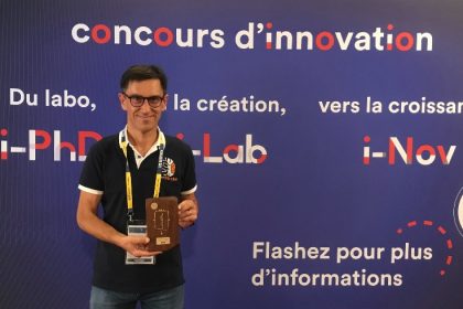 Cédric Javault, CEO d'AI-Stroke, lors de la remise des prix du concours d'innovation I-Lab.